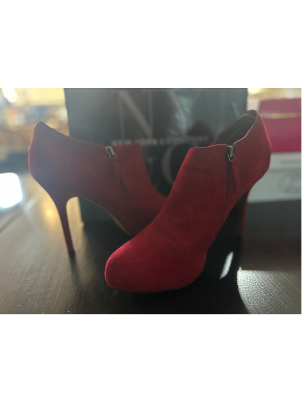 Women's NY & C Red Suede Ankle Boots & Booties Size 9.5